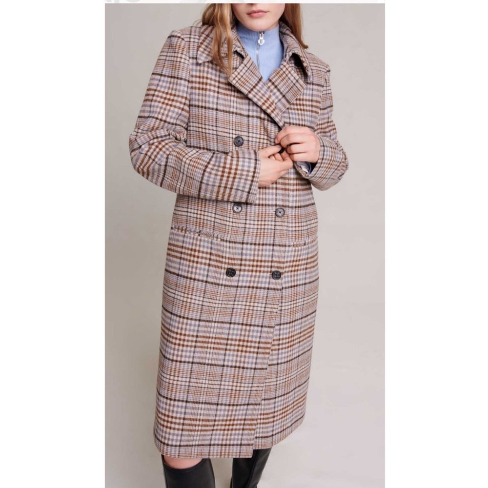 Maje Long Checked Coat.